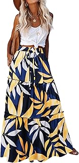 Womens Casual Maxi Skirts for Women 2026 High Waist Boho Skirts Floral P...