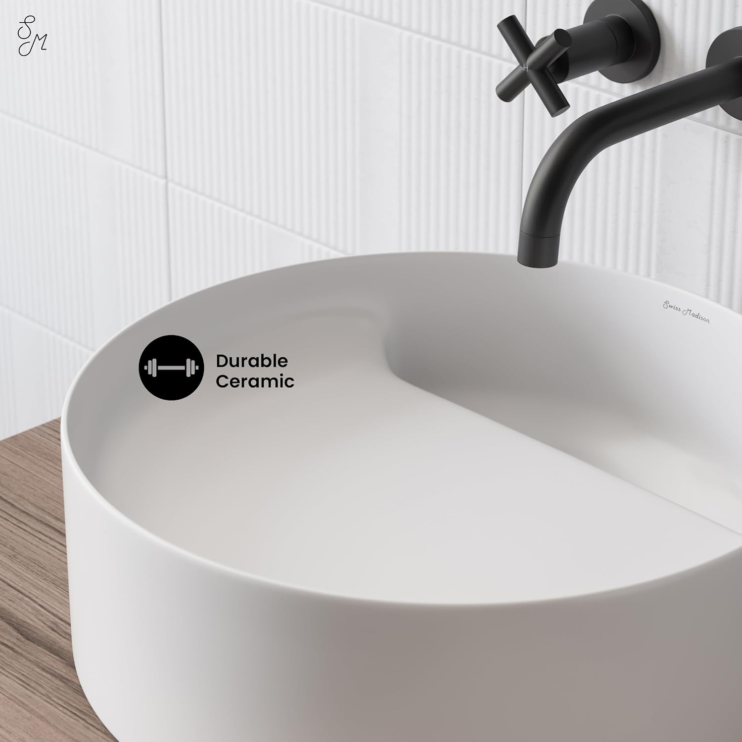 Beau 16.5” Round Vessel Bathroom Sink in Matte White