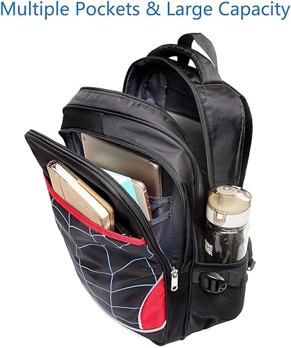 Vista 5 de BLUEFAIRY Mochila infantil para niños y niñas, bolsas de escuela primaria, bolsas de libros para escuela primaria, Negro oscuro, Computadora portátil