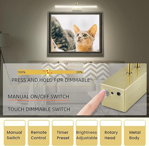 Miniatura 4 de FUNCHDAY Luz de imagen inalámbrica, recargable de 13 pulgadas, funciona con pilas, luz de pintura de galería con temporizador remoto, luces LED