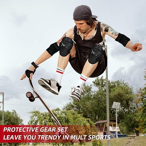 Miniatura 2 de Rodilleras para adultos, jóvenesniños, coderas, muñequeras, juego de equipo de protección para patineta, ciclismo, monopatín, bicicleta, patinaje en