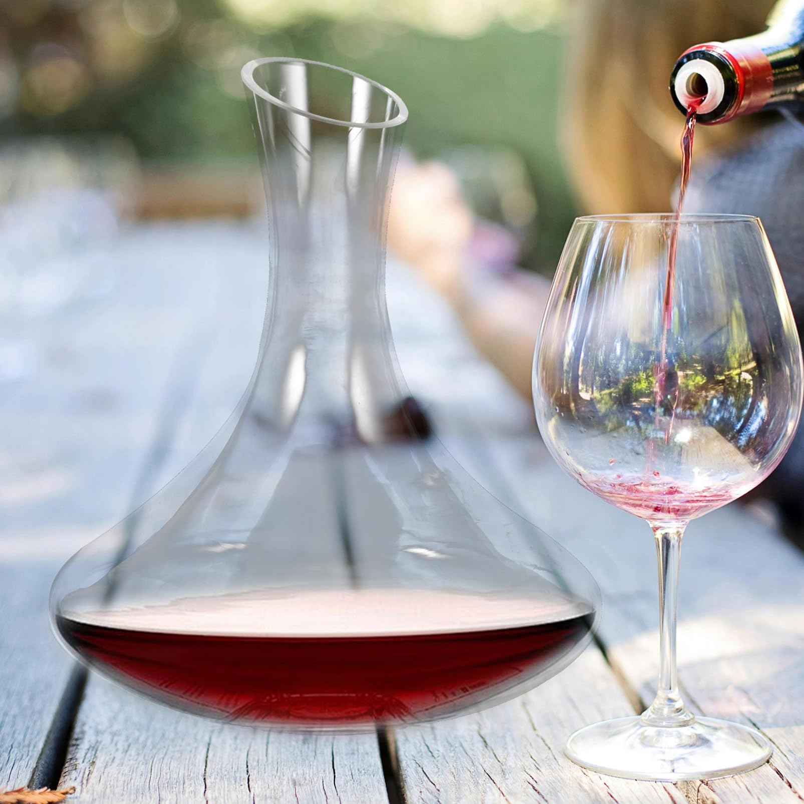 Cabilock Carafe en Verre sans Plomb 1520 Ml Carafon à Vin Transparent Décanter pour Vin Rouge Dégustation Élégant Design Usage Domestique