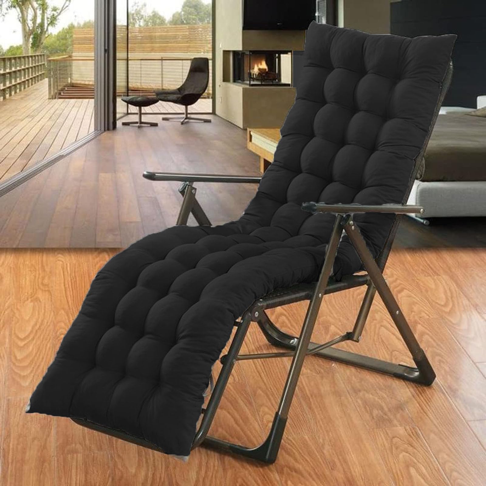 Extra Thick Sun Lounger Cushion Sunlounger Cushion Only Soft and Comfy Bench Chair Cushion Padded Rocking Chair for Garden Patio Balcony Bay Window (Black,80 * 40)