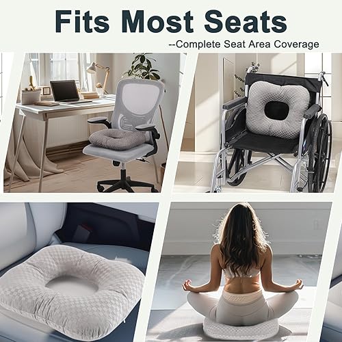 Miniatura 4 de Cojines antideslizantes para silla de ruedas, cojines para úlceras de cama para trasero, almohada ortopédica ergonómica con dona, cojín de asiento