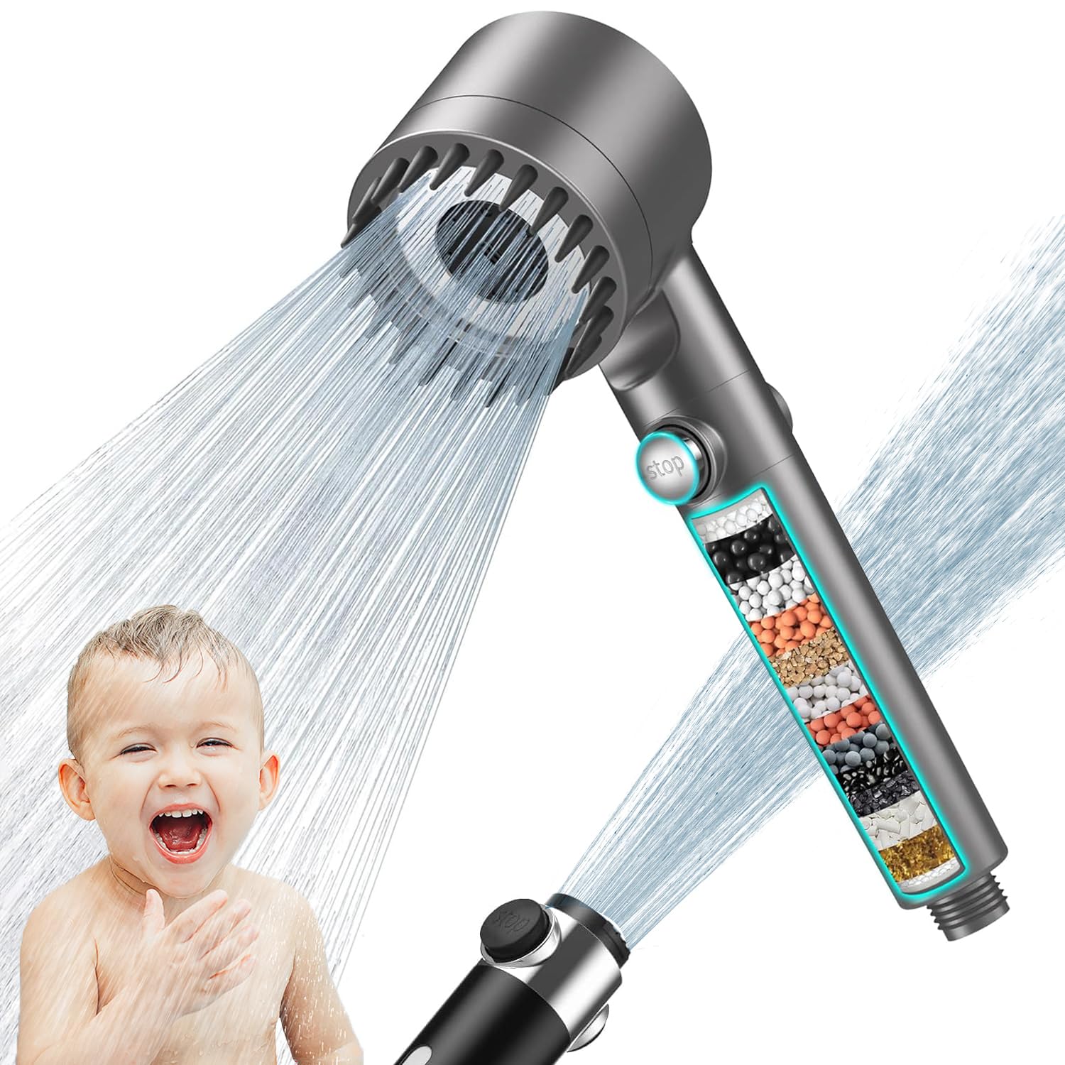 Shower Head, Upgraded Filter Shower Head High Pressure 4 Modes