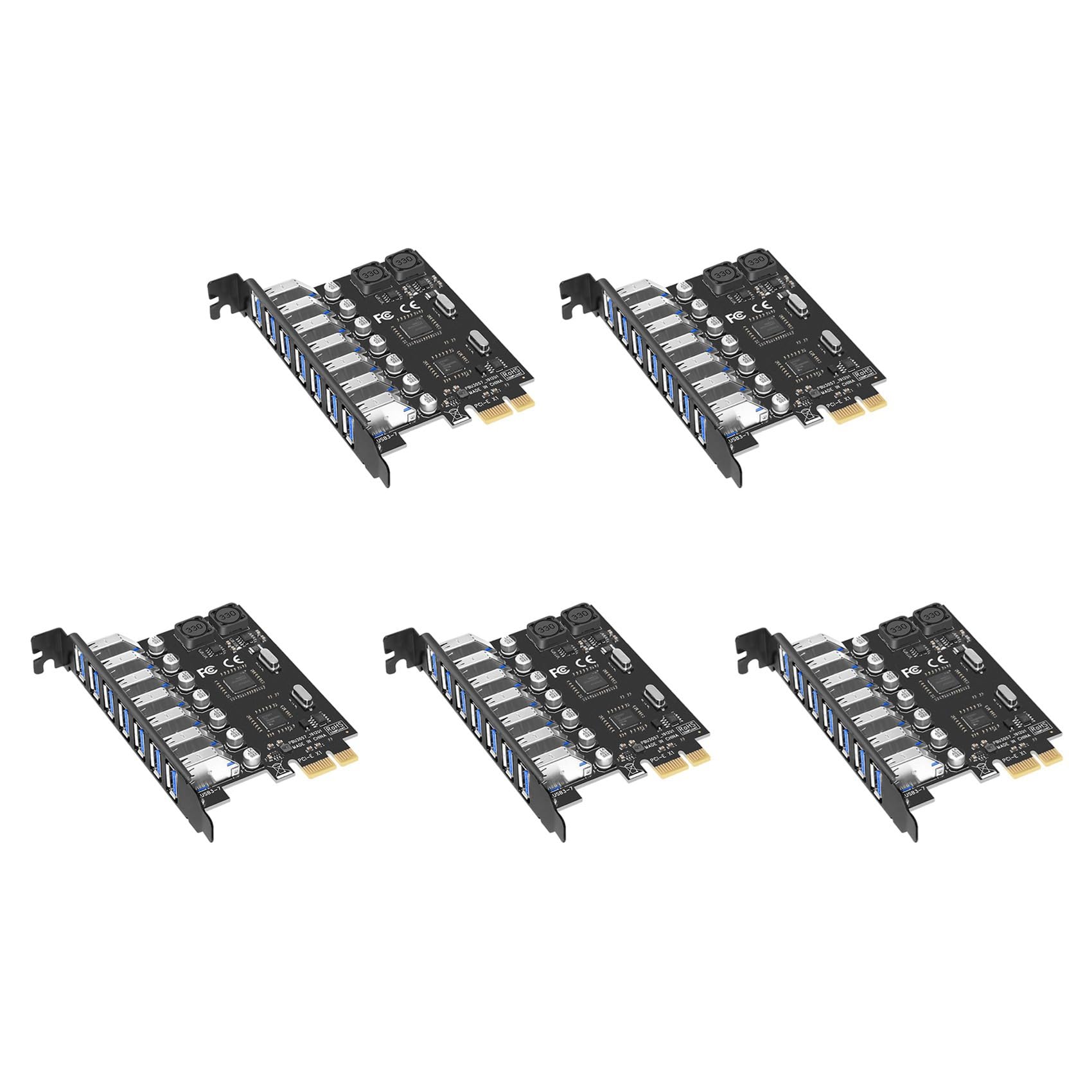 5 x adapter karty rozszerzeń USB 3.0 PCI-E 7 portów adapter koncentratora zewnętrzny kontroler PCI-E przedłużacz karta PCI Express