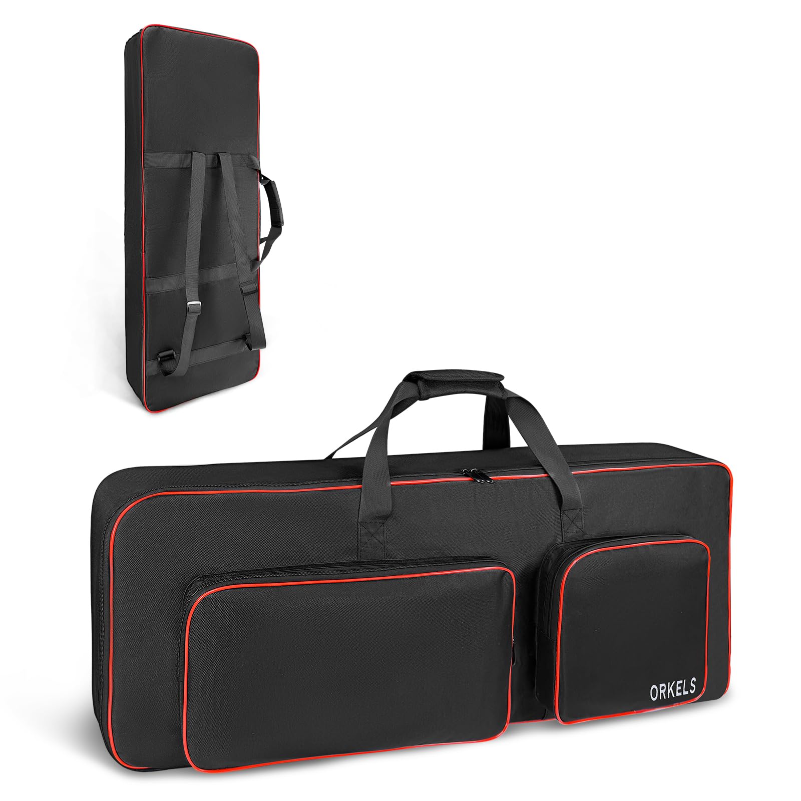 Funda para piano electrónico, acolchada, impermeable, 600D, con correas de mochila y compartimento para accesorios (49 teclas, 86 x 35 x 11 cm)