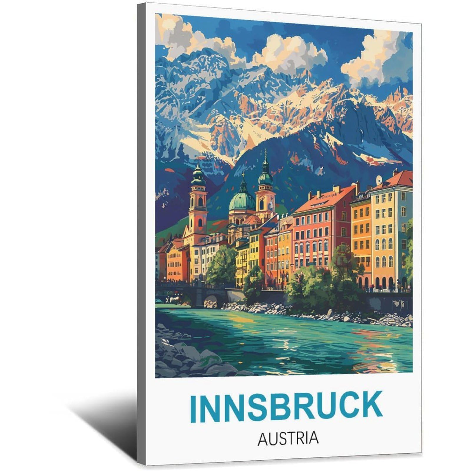 SLJGINEU Innsbruck Austria Vintage Travel Posters 20x30inch(50x75cm) Canvas Wall Art Print Modern Painting Poster for Living Room Decor