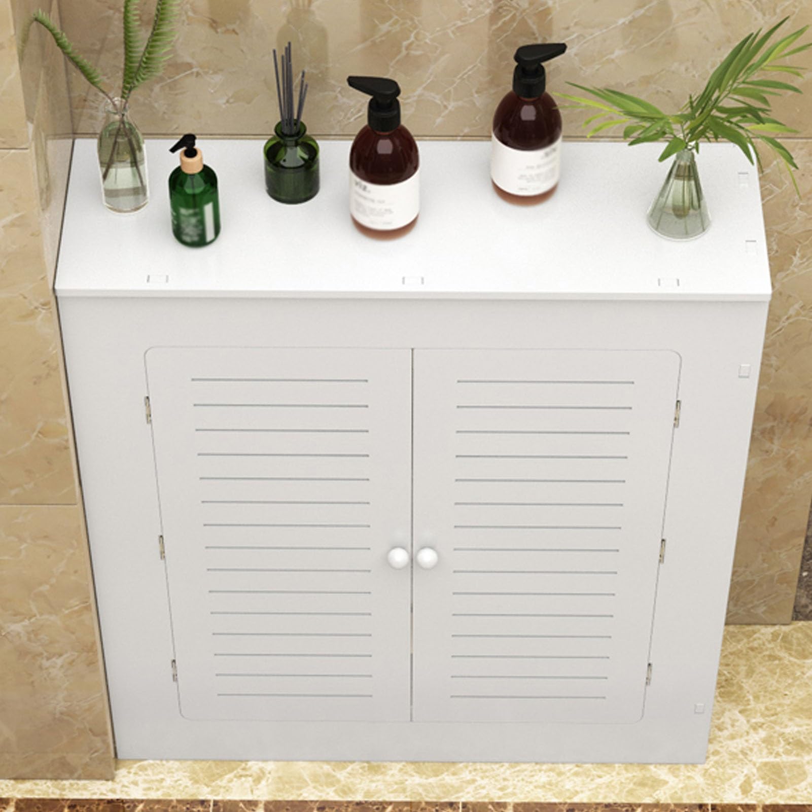 Cubreradiador de madera blanco L60xH70xW15cm para pasillo y salon