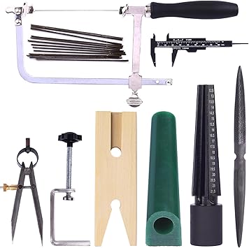 Jewelers Wax Ring Carving Tool Kit Jewelry Ring Wax Tube Molds Making Lost Wax Casting Kit Wax Ring Saw with Blades Wax Ring Sizer Jewelers Wax File Bench Pin