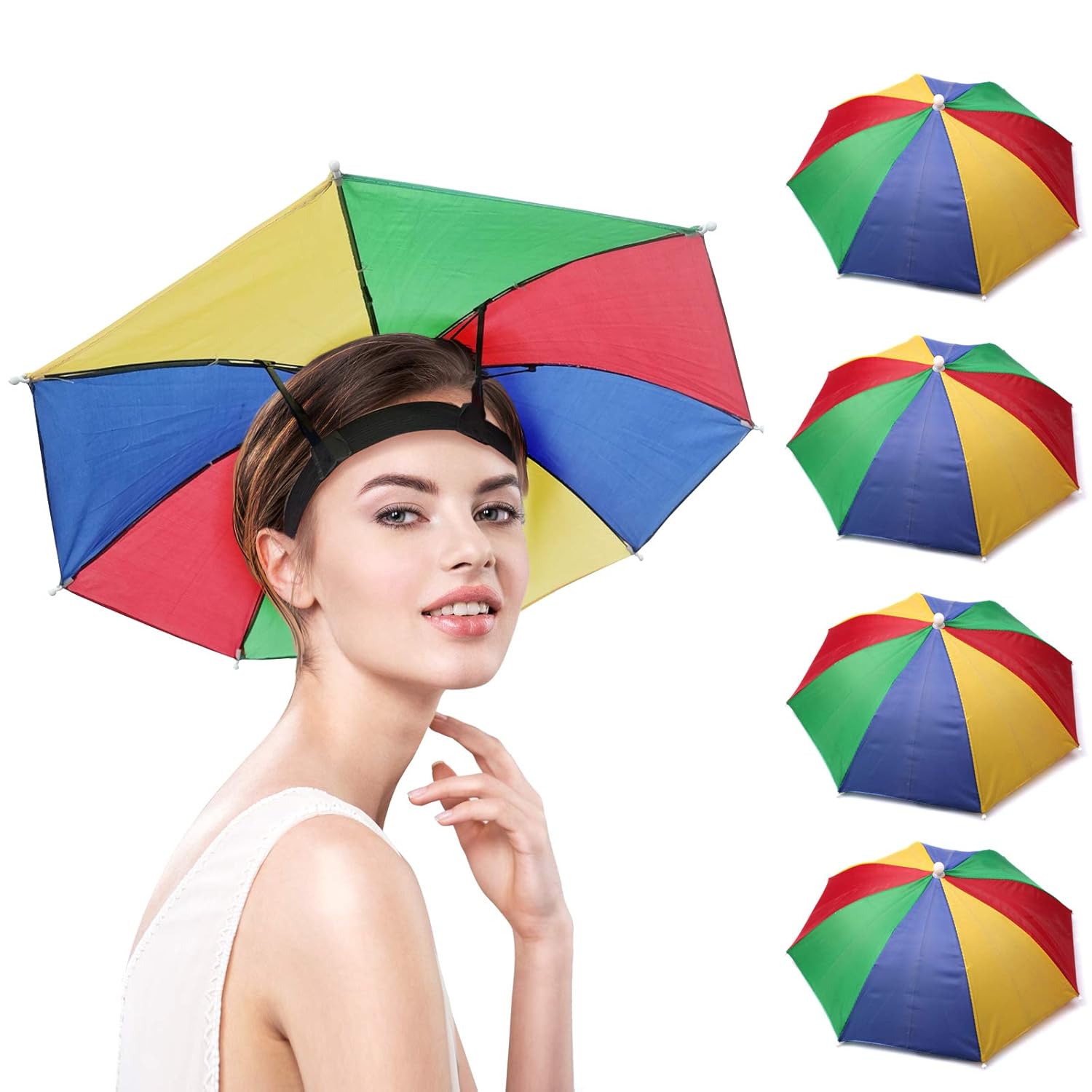 Rainbow Umbrella Hats Fishing Gardening Camping Headwears Fit for Both