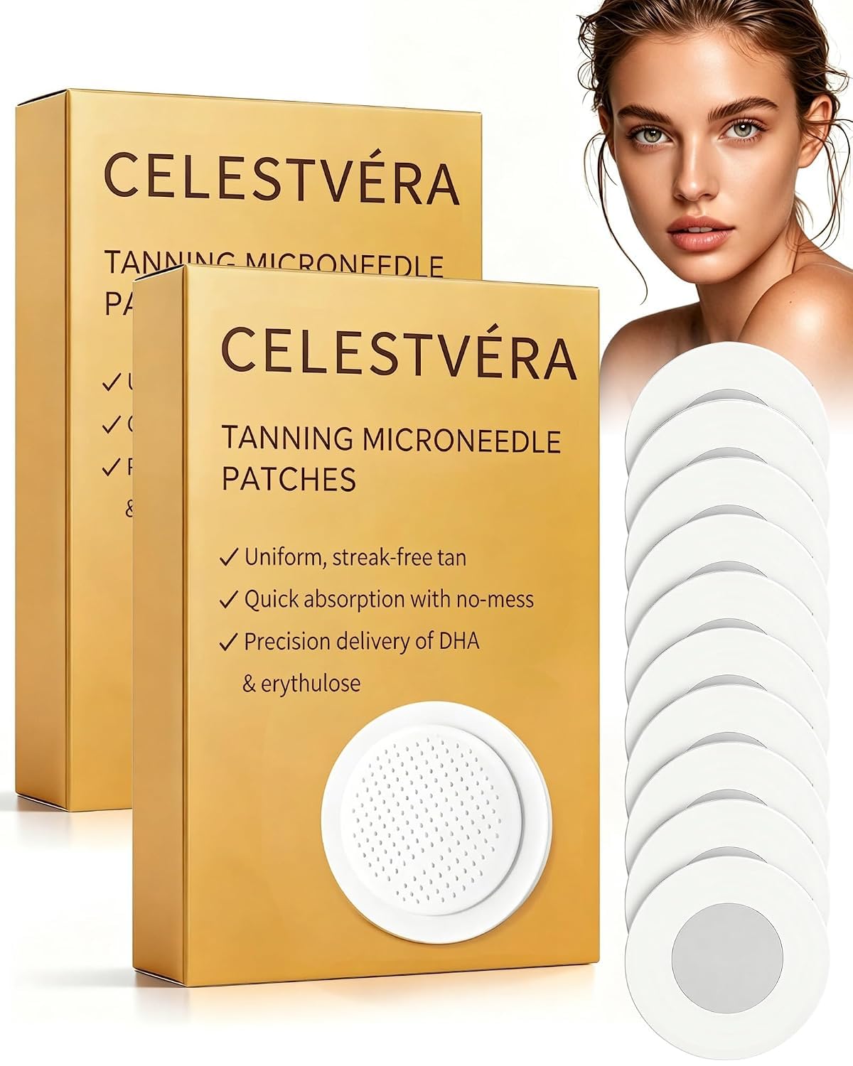 Sunless Tanning Patches for Face and Body, Golden Bronze Glow, Moisturizing Care, Easy-Apply Self Tan for Smooth, Natural-Looking Color.20PCS