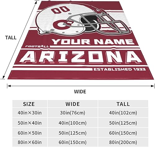 Miniatura 3 de Nmdswov Arizona - Manta personalizada con estilo de fútbol, con cualquier nombre y número, regalos para hombres, mujeres, jóvenes, fanáticos, 30 x
