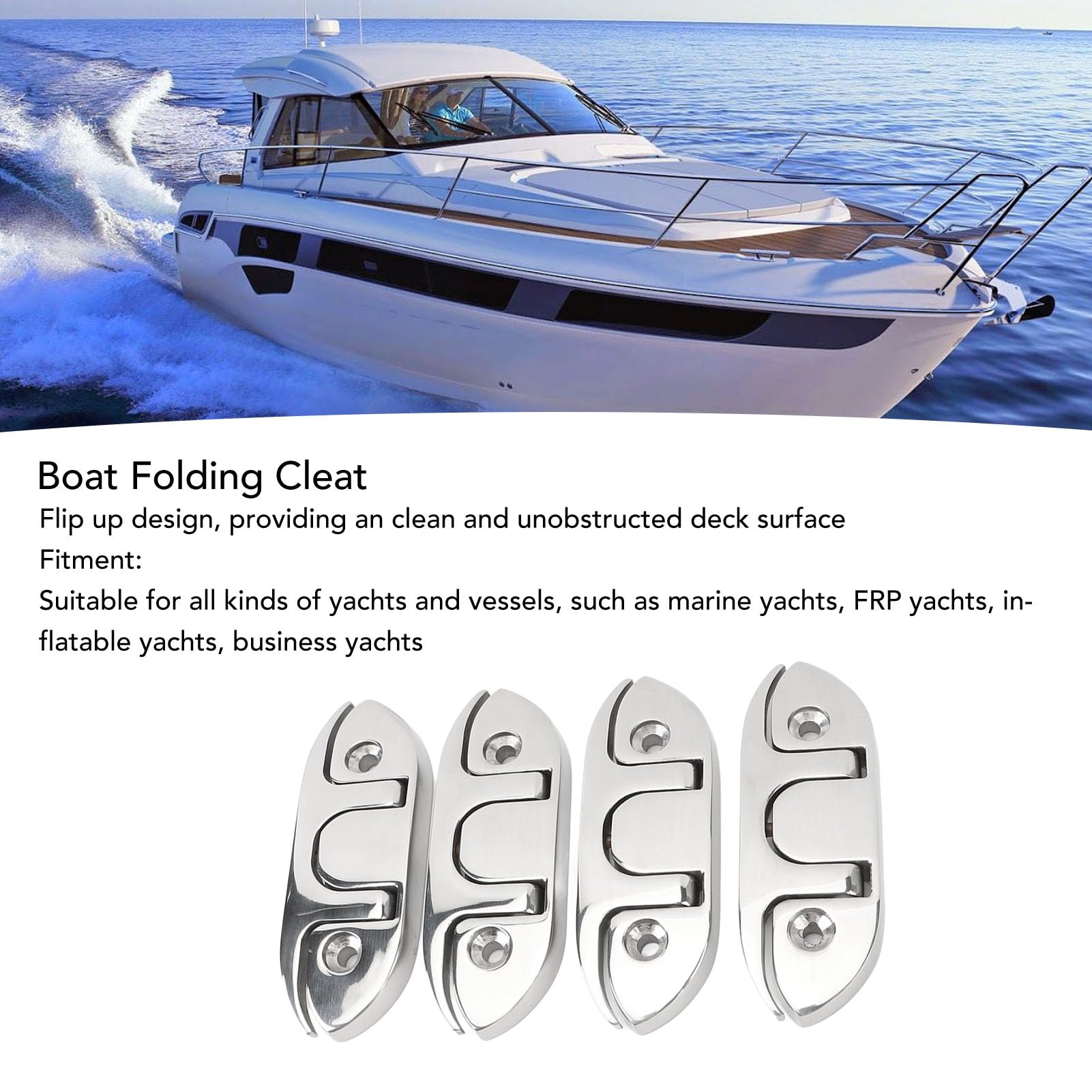 Akozon 4PCS 4.7 Pollici Bitta Pieghevole per Barca 316 Bitta Pieghevole per Barca Acciaio Inossidabile Marine Dock Corda di Ormeggio Bitta per Barca Accessori per Yacht FRPGonfiabili