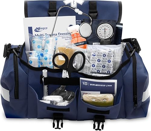 Miniatura 1 de MFASCO Kit de primeros auxilios – Bolsa reflectante portátil totalmente abastecida – Kit de respuesta de emergencia – para preparación para