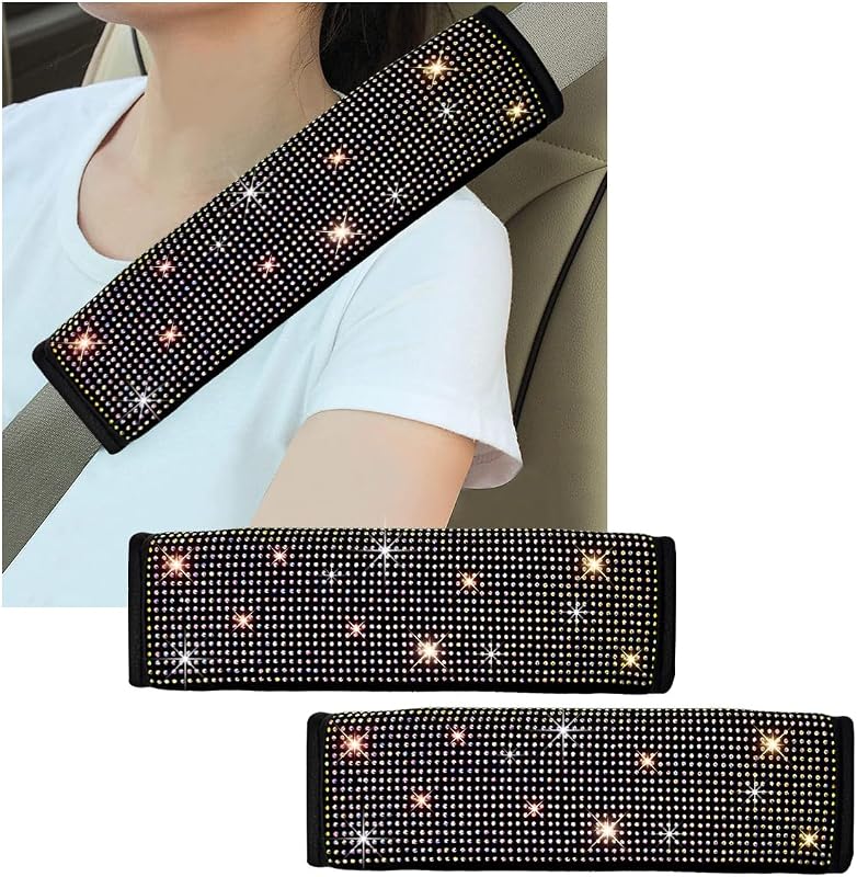 Almofadas para Cinto de Segurança Gasedin com Strass e Revestimento em Couro – 2 unidades, Colorido