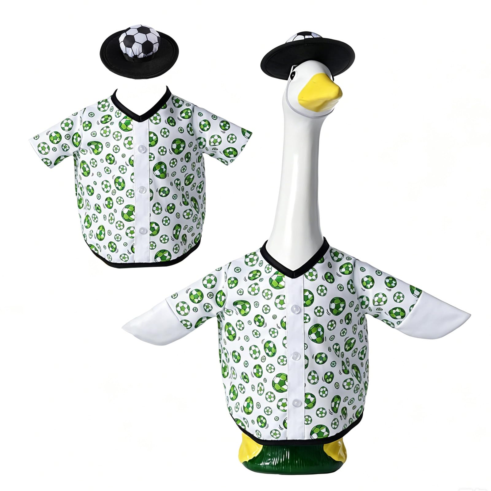 Fenralomi World Soccer Porch Goose Outfit 23" - Garden Goose Clothing | Lawn Porch Goose Costume with Hat | Football Fan Game Day Decor for Parties Events Yard Patio Garden Home