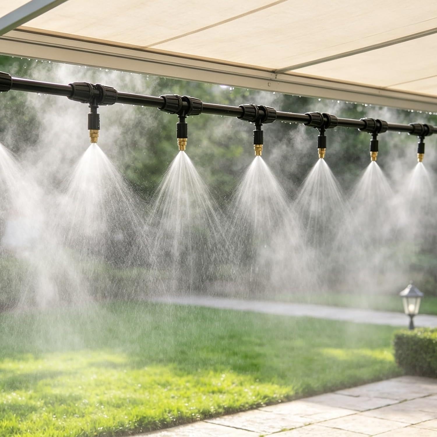 Tropfbewässerungssystem 50 Fuß Dachhütte Zelt Nebelsystem mit Zubehör, Automatisches Tropfbewässerungssystem für Patio Weide Rasen Gewächshaus