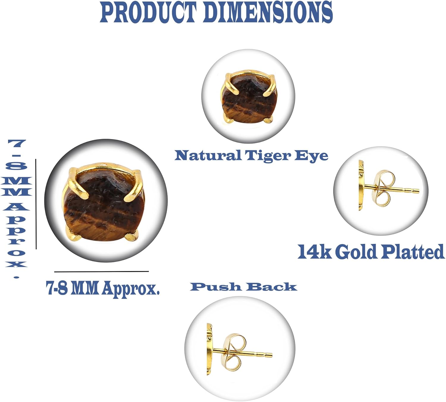 Raw Crystal Stud Earrings for Women, Natural Gemstone Jewelry, 14K Gold Plated Hypoallergenic Posts, Handmade Dainty Minimalist Earrings for Everyday Wear - Image 3