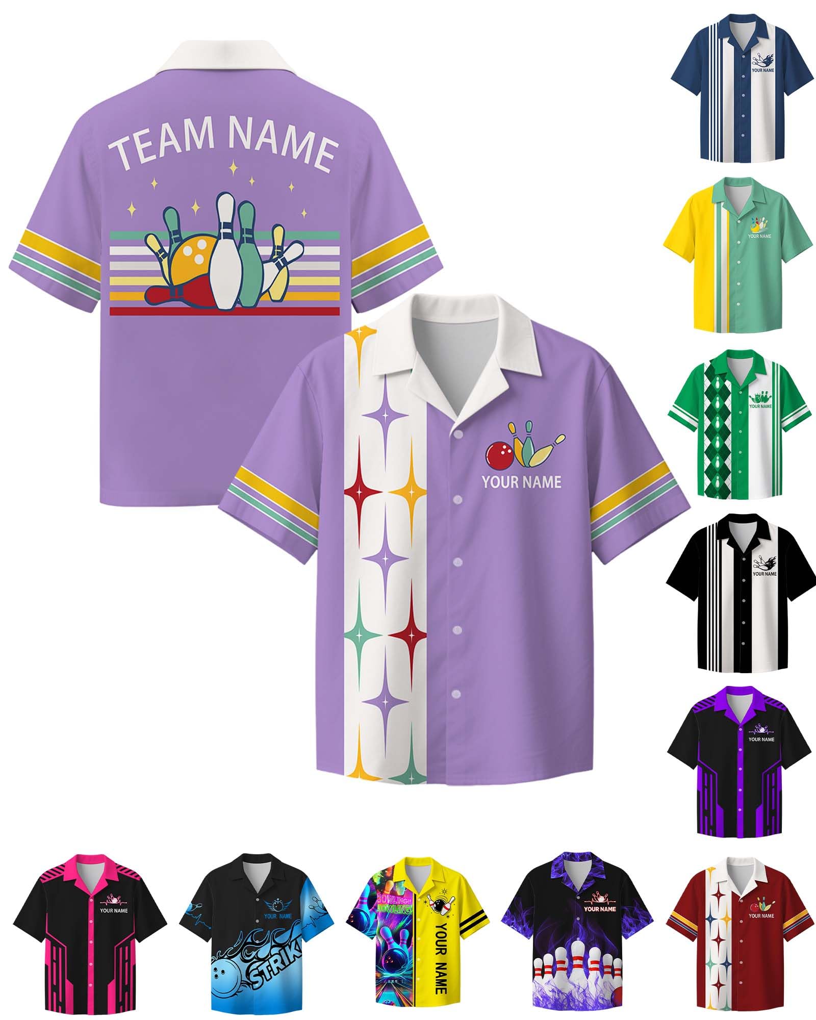 Custom Bowling Shirt for Men Women Personalized Name Bowling Jersey Casual Hawaiian Shirts Customized Retro Polo, S-4XL