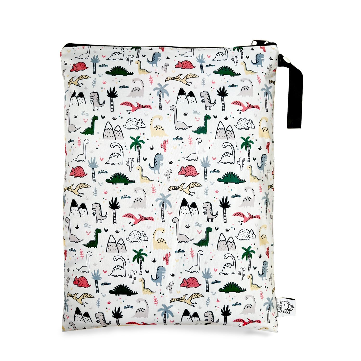 FLOCK THREE Washable and Reusable Wet Bag Diaper Bag Water Resistant Swimming Bag Travel Toiletries Pouch Bears Cats Zippered 12.6'' x 16.5''