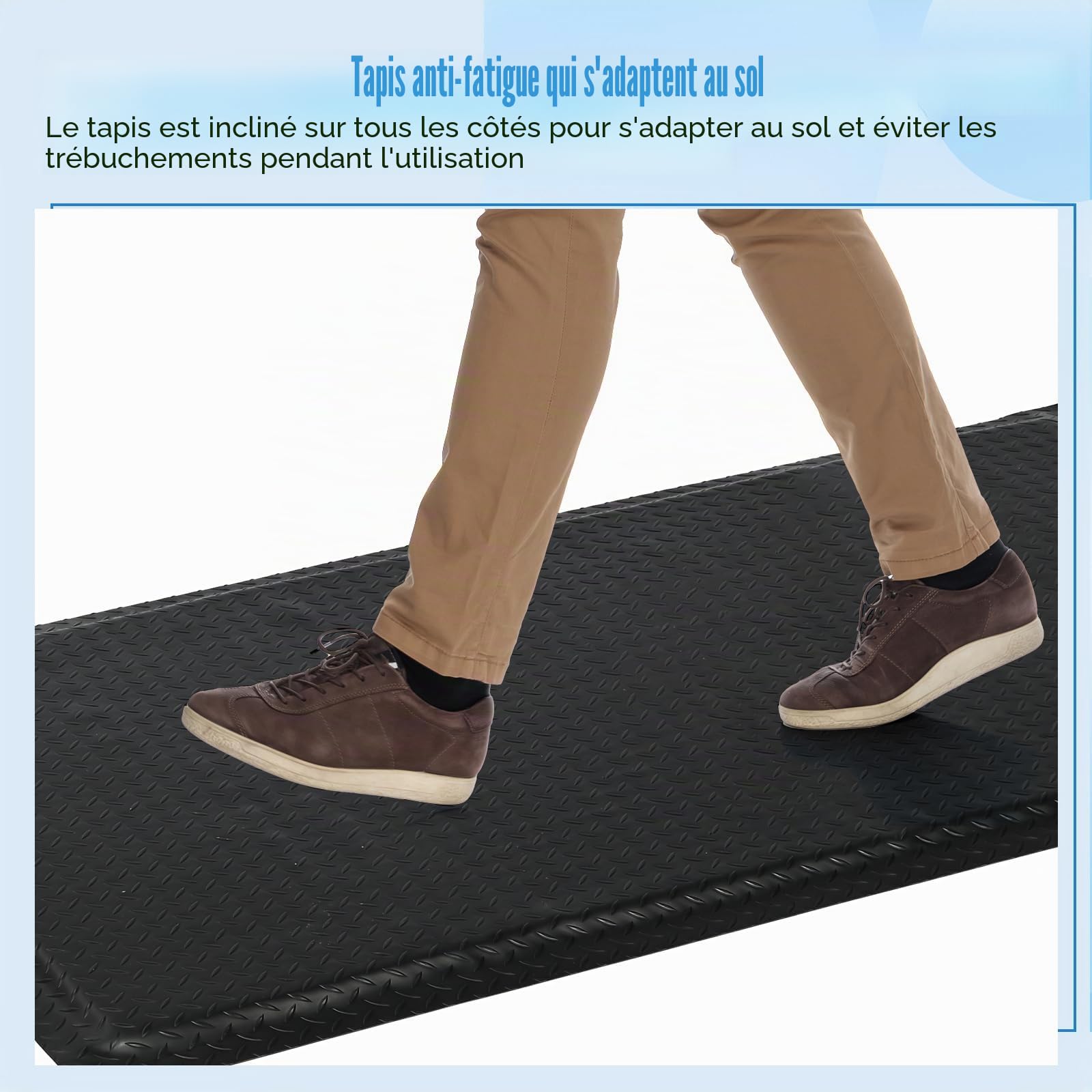 Tapis anti-fatigue pour postes de travail debout, tapis de travail ergonomique anti-fatigue, 92 x 152 cm, tapis de bureau debout pour atelier, bande d'assemblage