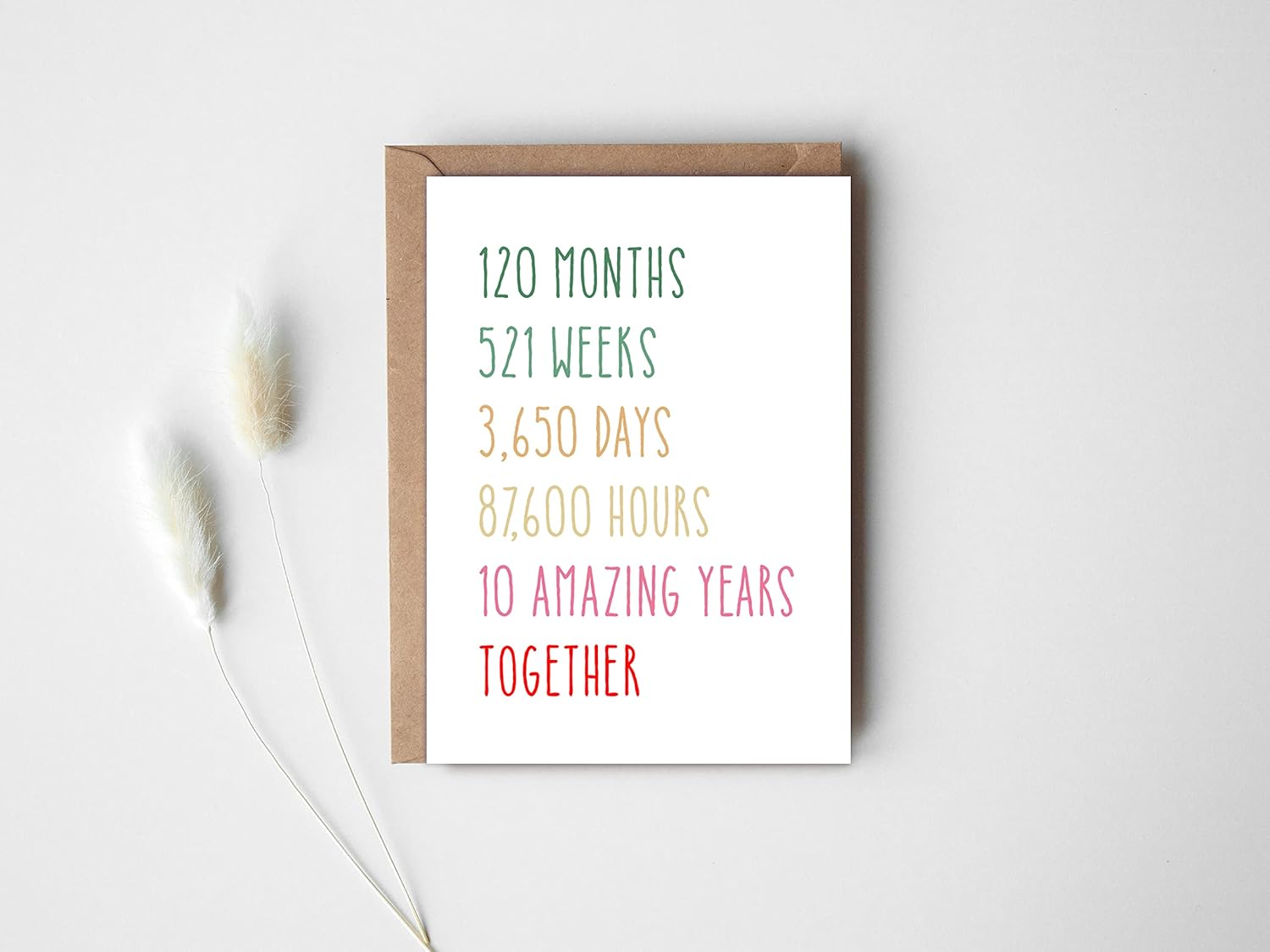 10Th Anniversary Card - Funny 10 Years Wedding Anniversary Cards - Tenth Anniversary Card For Him Her - Gift Perfect For Husband Wife,5 x 7 inches image 3 of 4 B09KXWX52C