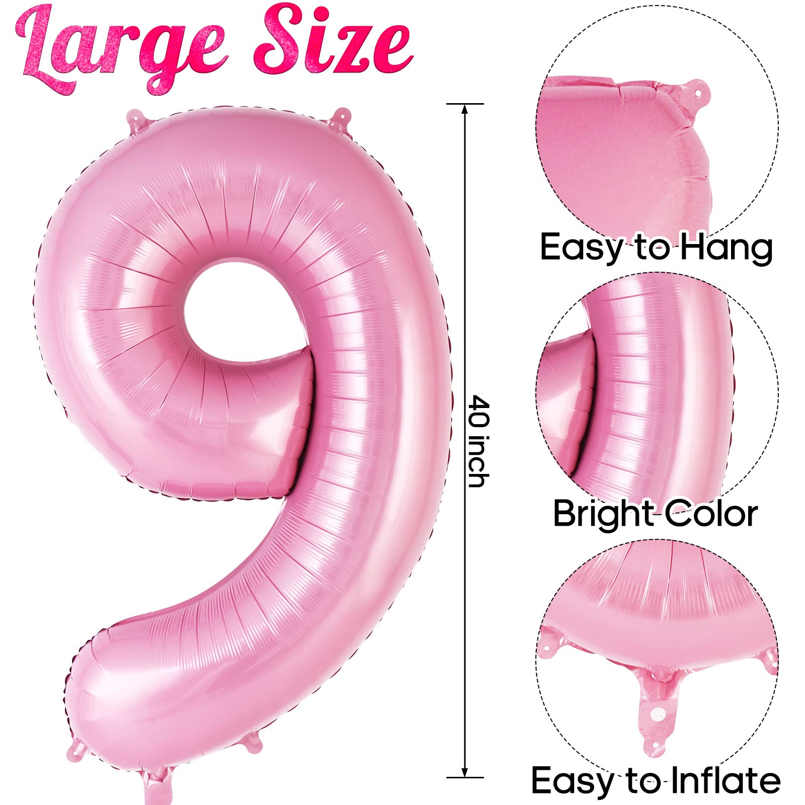 Amazon.com: Pink Number 9 Balloon 40 Inch, Big Large Foil Helium