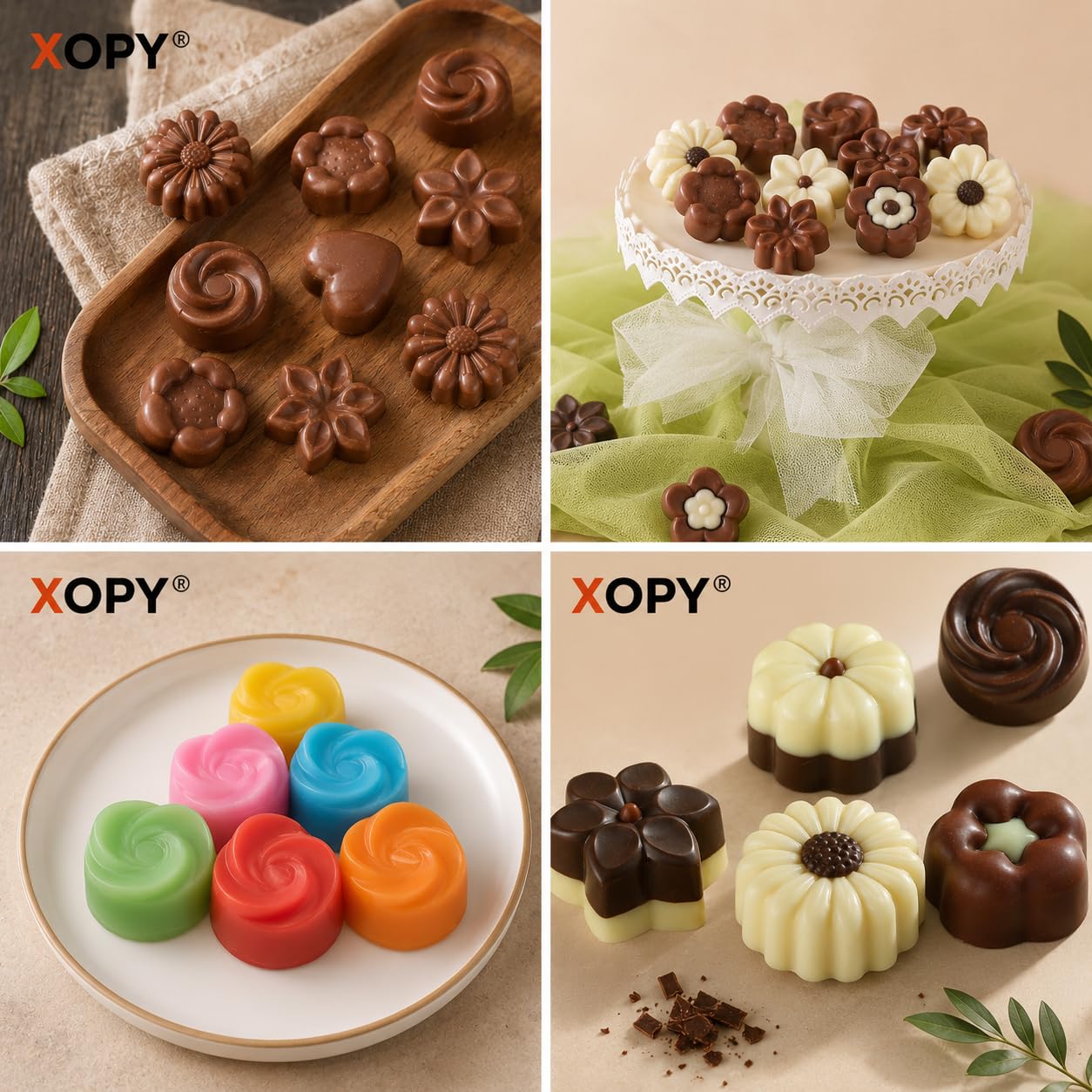Silicone Chocolate Mould - 15 Cavities, 5 Shapes -5 Silicone Chocolate Mould - 15 Cavities, 5 Shapes -5