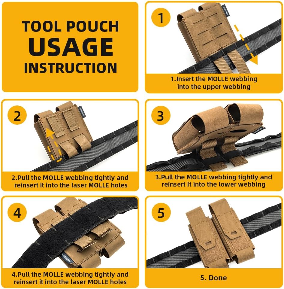 IDOGEAR SPORTS Tactical Molle Flashbang Pouch Multi-Function Tool Holder 5.56mm Magazine Holster 500D Nylon - Image 3