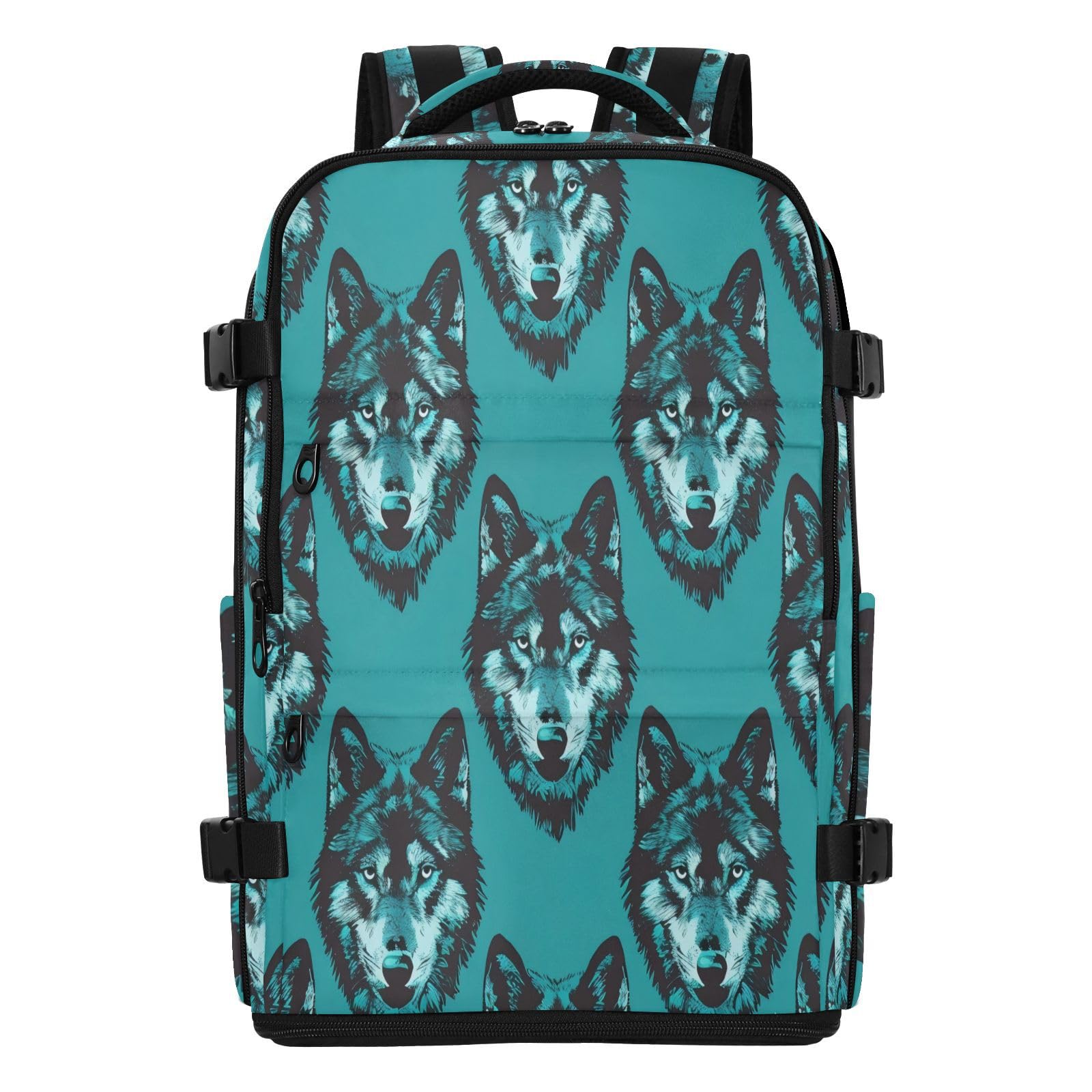 Plecak Torba na laptopa 15-calowa torba na laptopa do szkoły 20 l | Stylowa torba podróżna stary styl zwierzę wilk turkus podróż niezbędnik do samolotów mochilas para hombre 20L