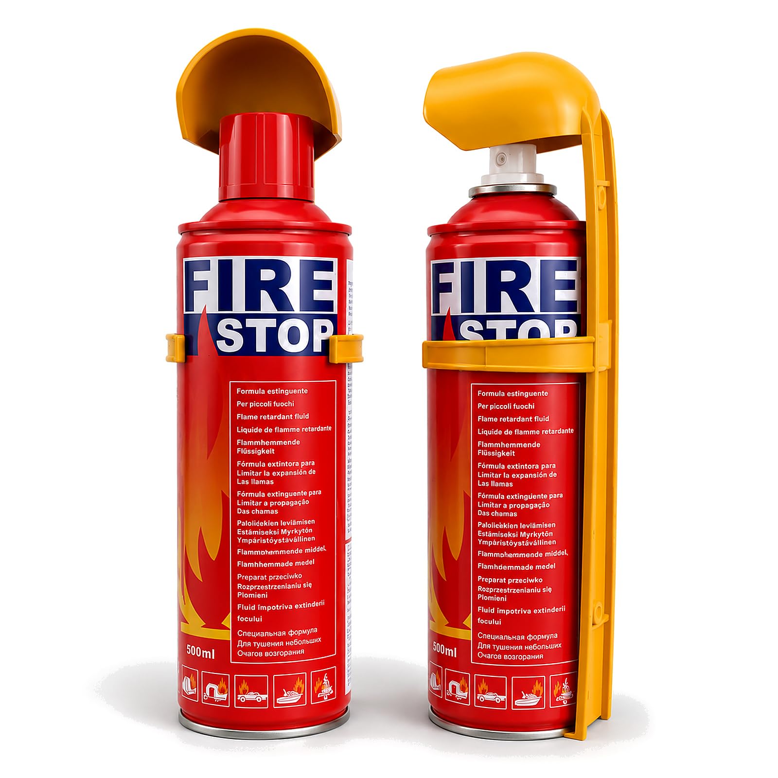 Ougist Fire Spray for Home Kitchen Car, 500ml 2 Pack Portable Fire Suppression Spray, Multi-Purpose A B F Fire Safety Spray