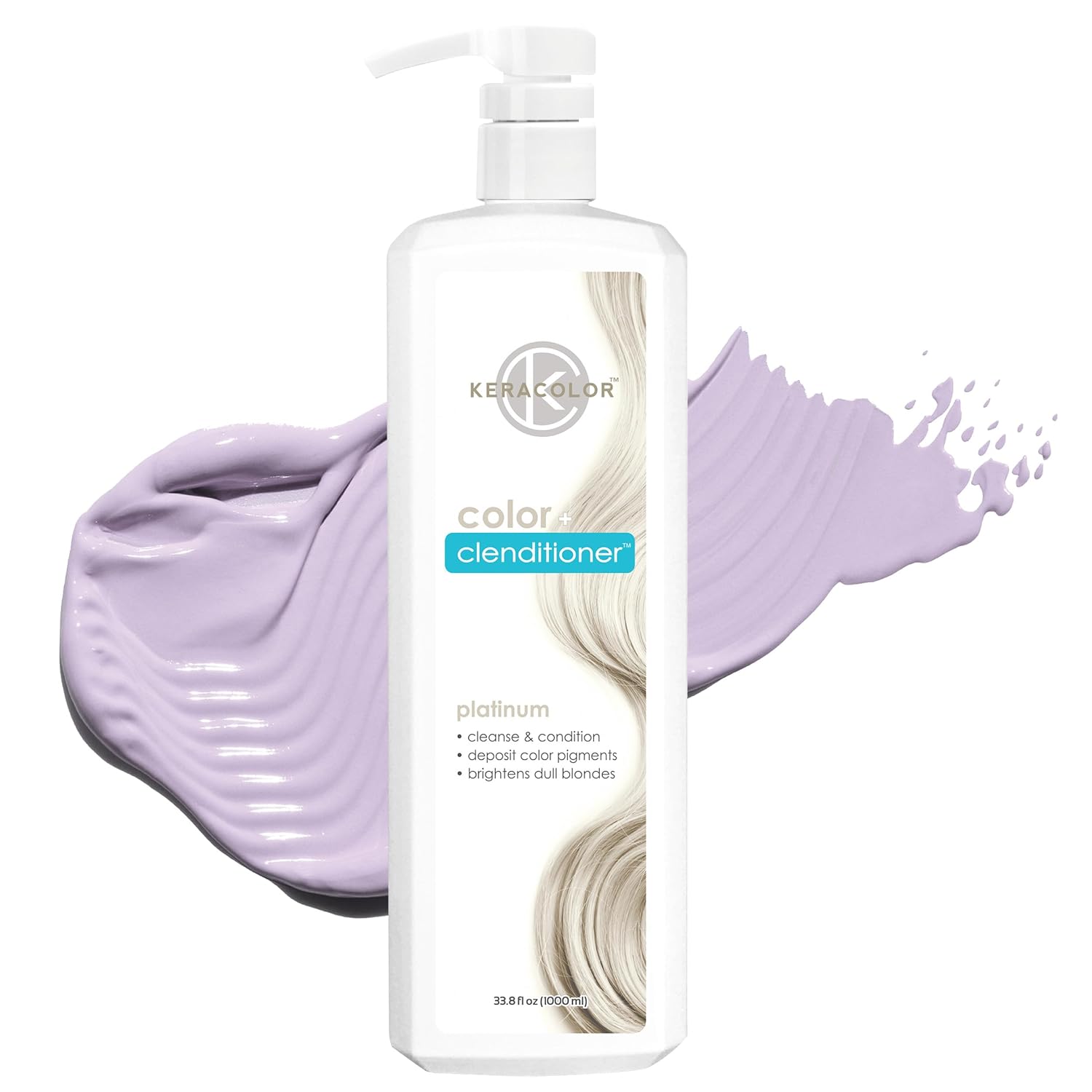 Keracolor Color + Clenditioner 3-in-1 Color-Depositing Conditioner, Gentle Cleansing Conditioner Infusing Semi-Permanent Hair Color, 9 Shades, 33.8 Fl Oz