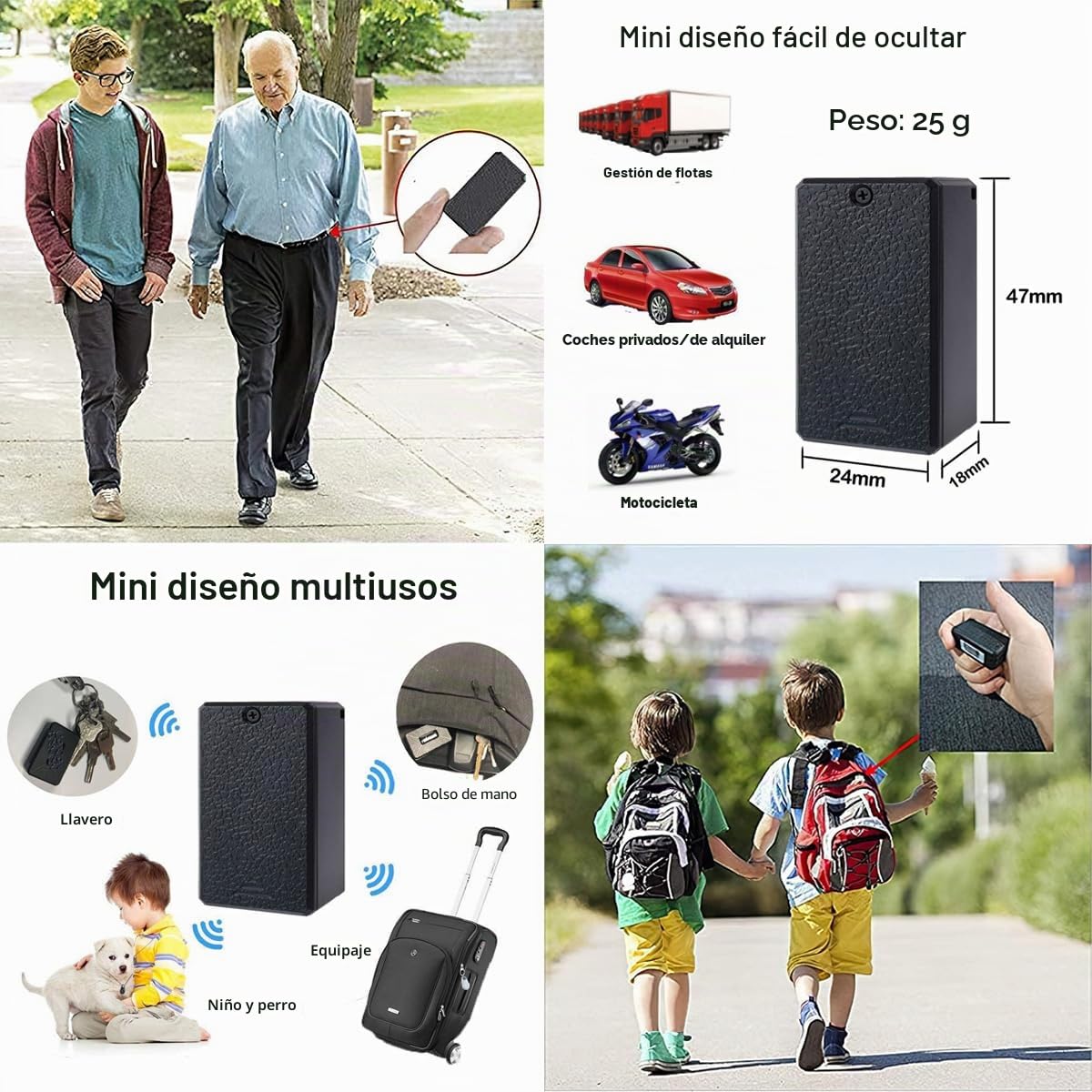 Winnes Mini Rastreador GPS 4G, Sin Suscripción, Magnético Fuerte, Seguimiento Global en Tiempo Real y Protección Antirrobo para Autos, Bicicletas, Ancianos