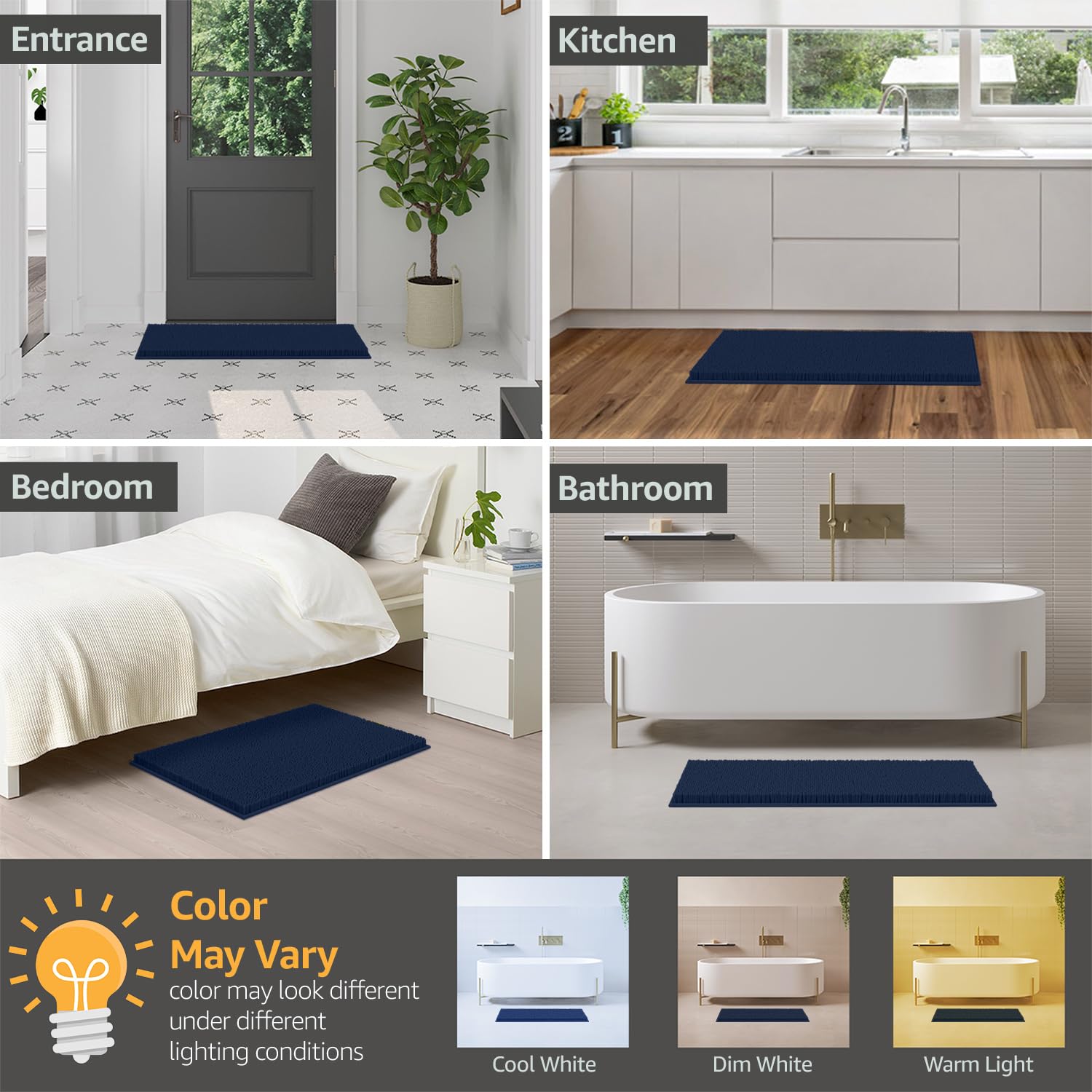 LuxUrux Alfombra de baño, alfombra contorneada en forma de U para alrededor del inodoro, alfombra de baño súper absorbente, lavable y secar a máquina