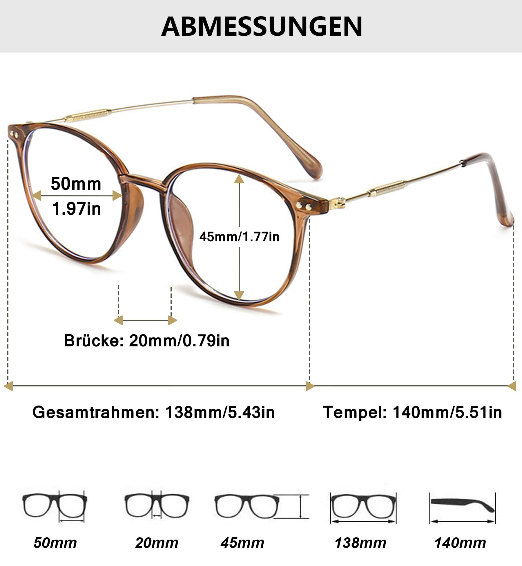 Lanomi Vintage Progressive Multifocal Reading Glasses Women Men Round Blue Light Blocking Eyeglasses Magnifying UV400 Outdoor Computer Reader Brown(Multifocal) 3.0 - Image 2