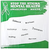 Vista 8 de Outus Cartel de autógrafo de cinta multicolor para concientización sobre el cáncer, 6 x 6 pies, póster consciente del cáncer, salud mental