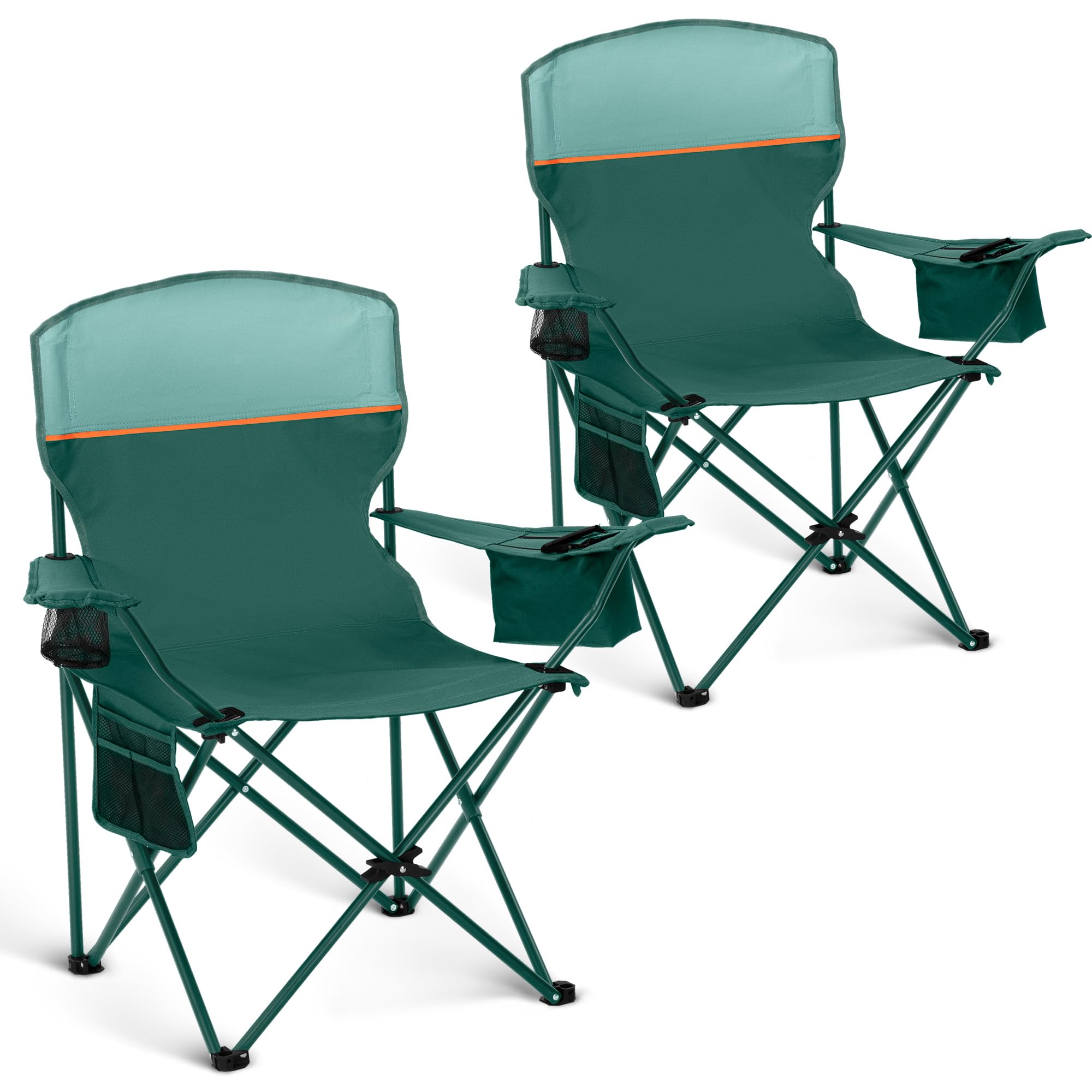 HIGH Point SPORTS – Juego de 2 sillas de camping plegables con bolsa isotérmica, bolsa de almacenamiento, silla de pesc…