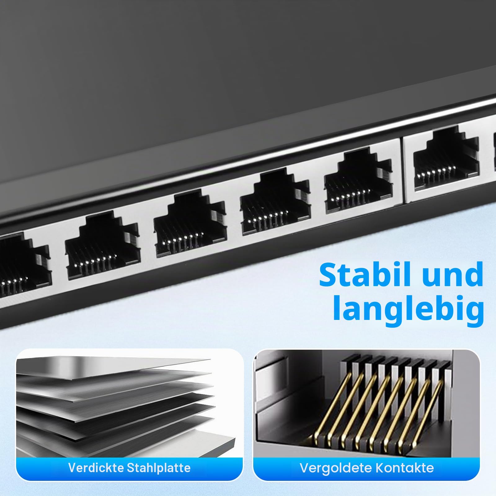 CAT 6 Patchpanel Verteilerfeld 12 Port, Geschirmtes LAN Netzwerk Patchpanel RJ45 mit LSA Leiste, 10Gbps Patchpanel 10 Zoll für Cat6A/6/CAT5 Verlegekabel