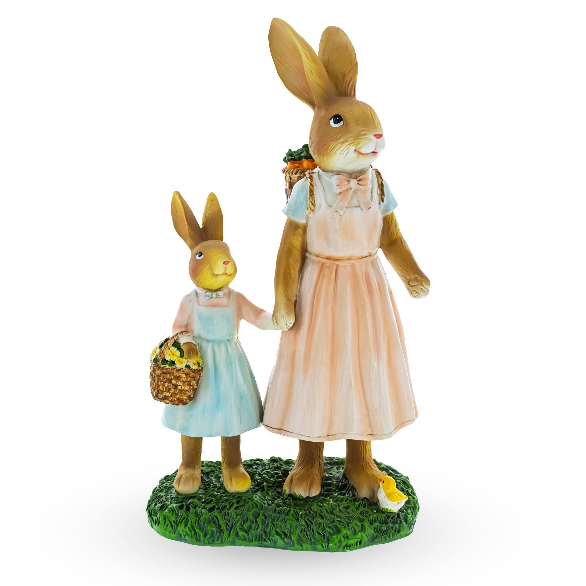 Figurine lapin mère et fille BestPysanky pour déco salon champêtre