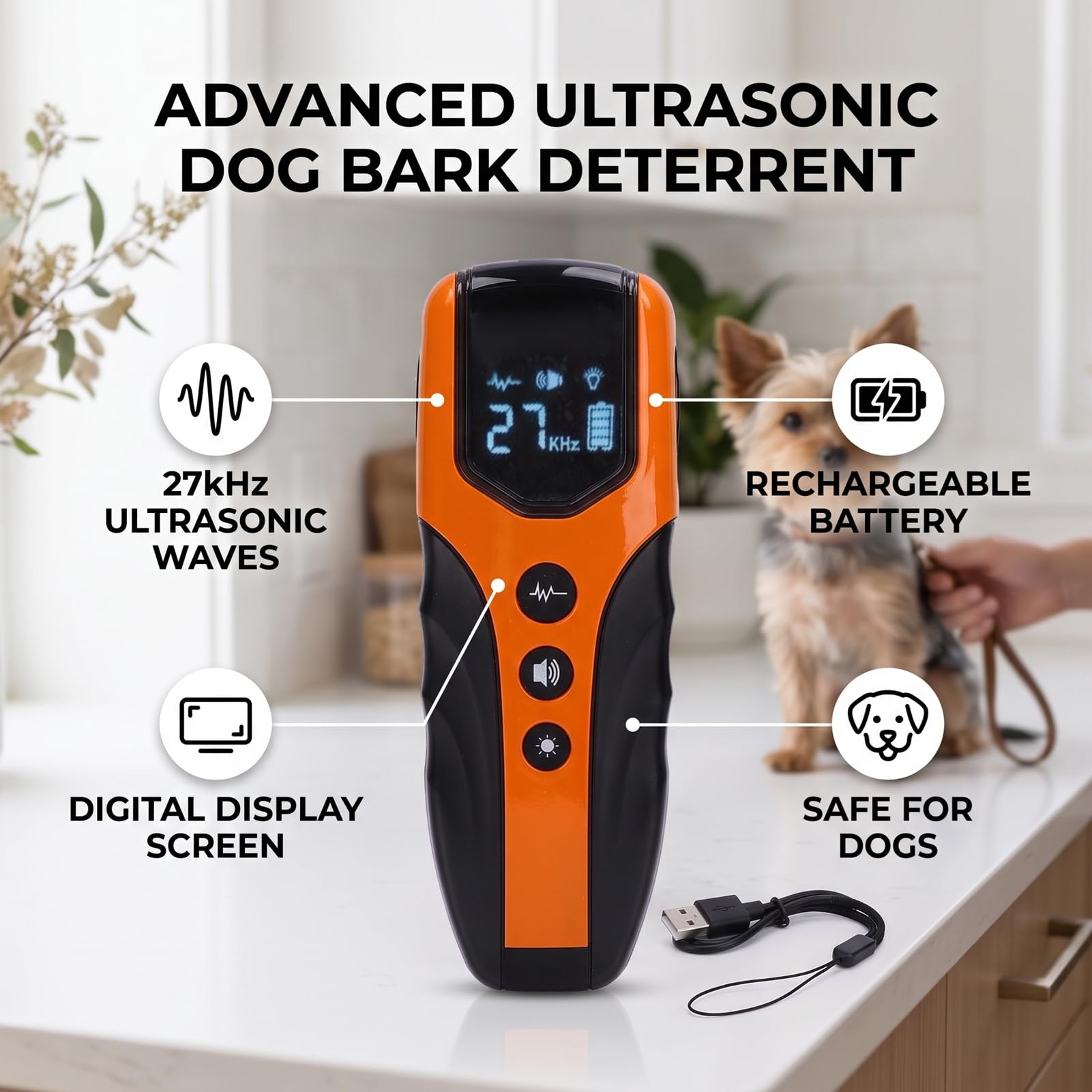 Display Digitale Ricaricabile Deterrente Antiabbaio per Cani Ad