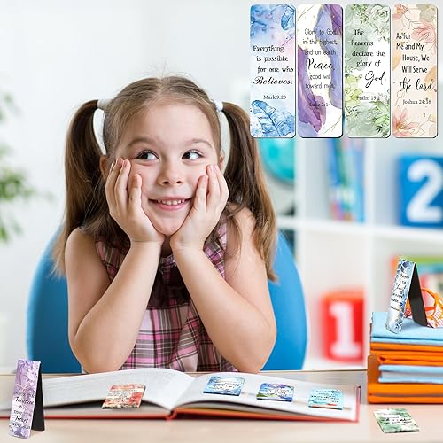 Miniatura 2 de 30 marcapáginas cristianos magnéticos con versículos bíblicos religiosos, suministros inspiradores para la iglesia, clips de página de oración