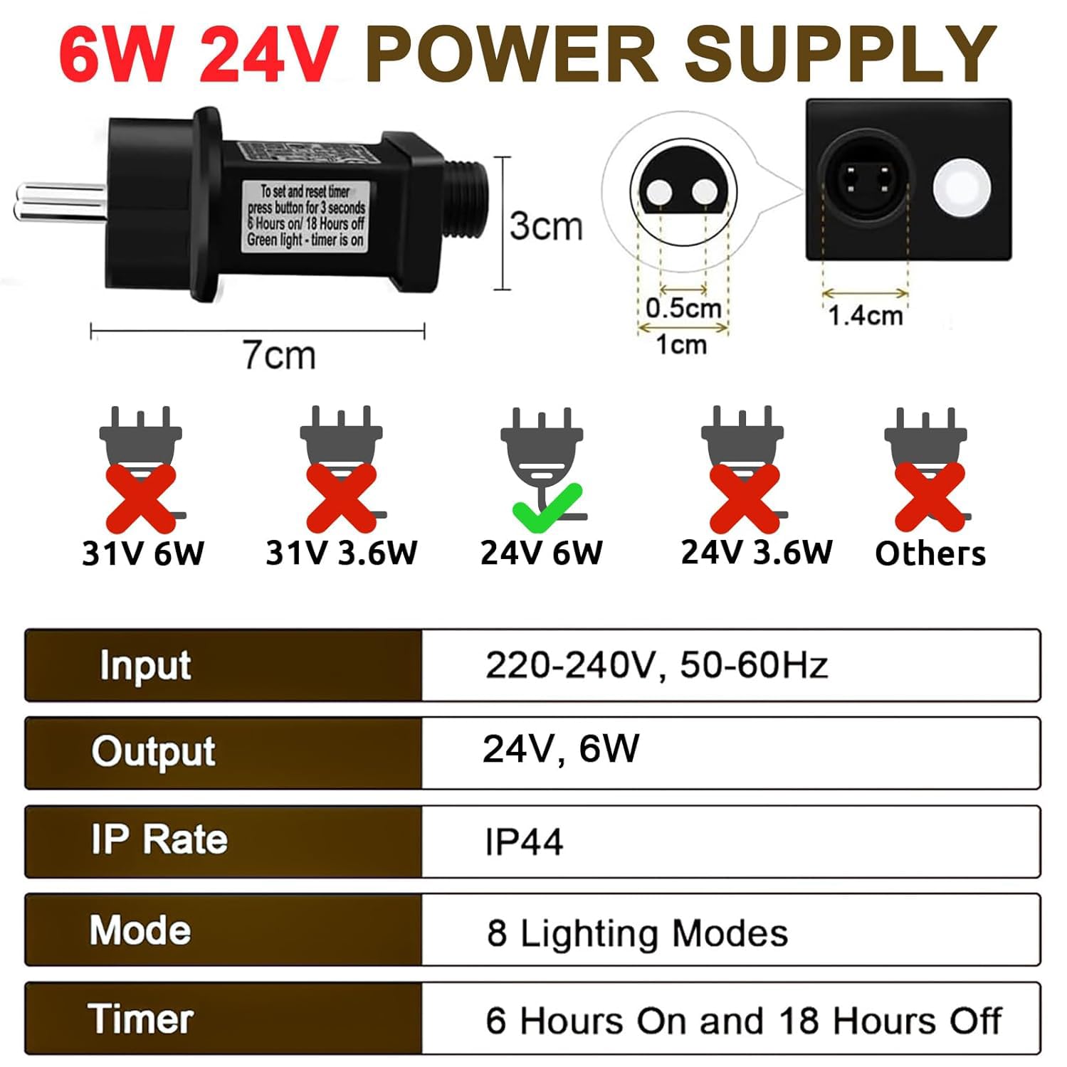 Joycome Clignoteur Pour Guirlande 31V 6W Transformateur 8 Modes Prise