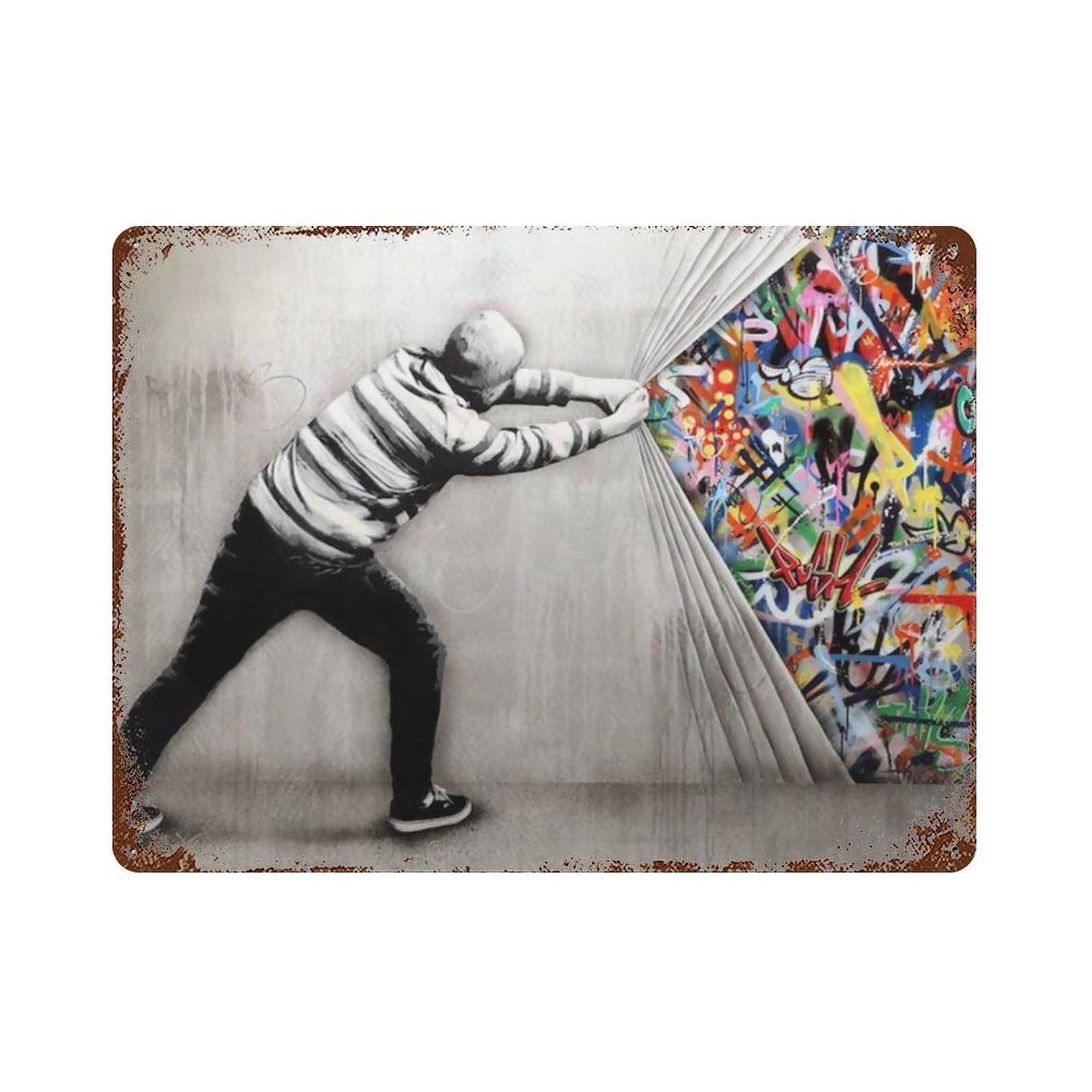 Amazon.co.jp: 鉄板ポスター バンクシー メタルプレート 鉄絵画 金属