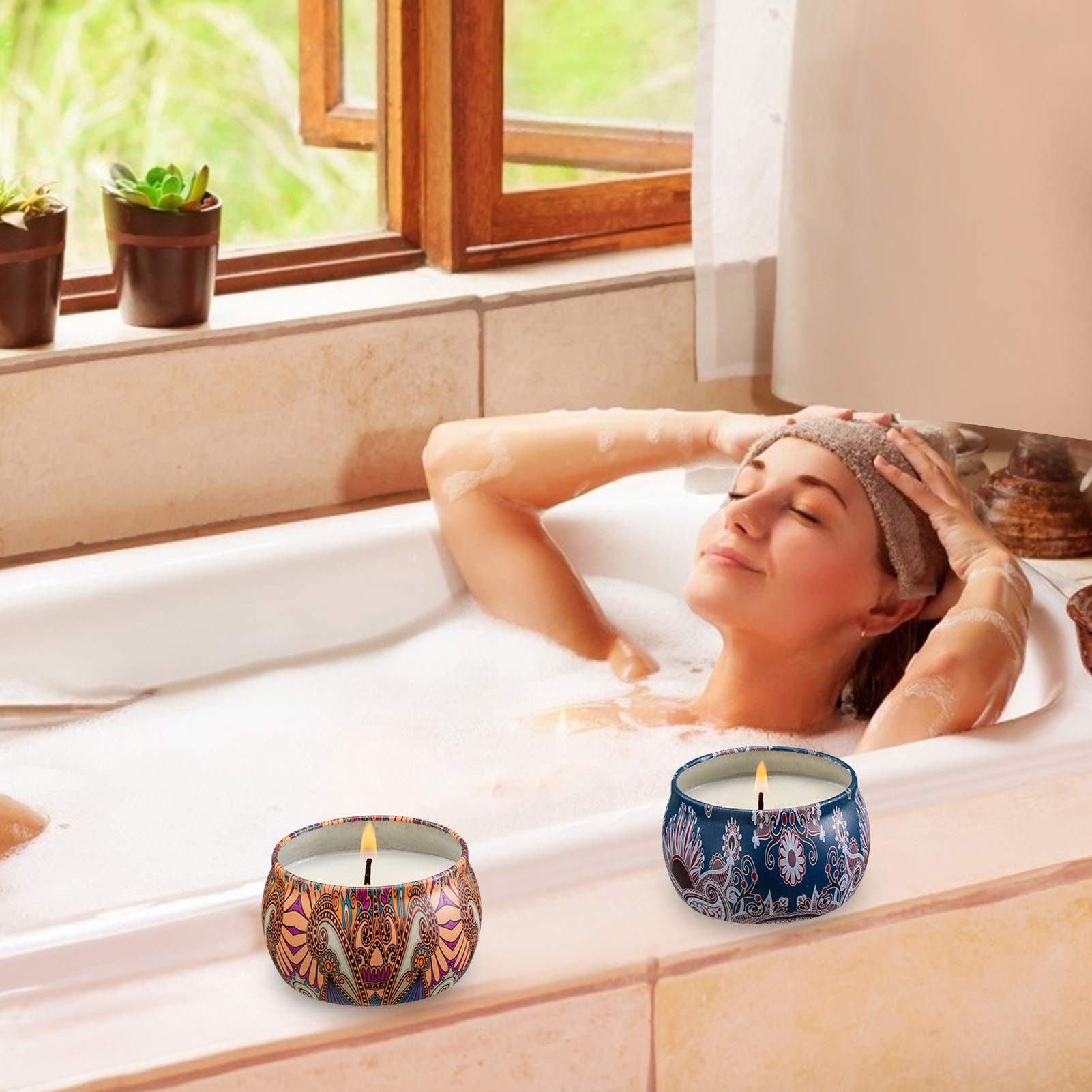 Set de velas con aroma 8, juego, puro natural de soja lata de soja cera velas de aromaterapia mujeres día de la madre cumpleaños decoración navideña