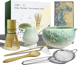 8 PACK Ceramic Matcha Tea Making Sets Iced Matcha Coffe Bowl Whisk Kit