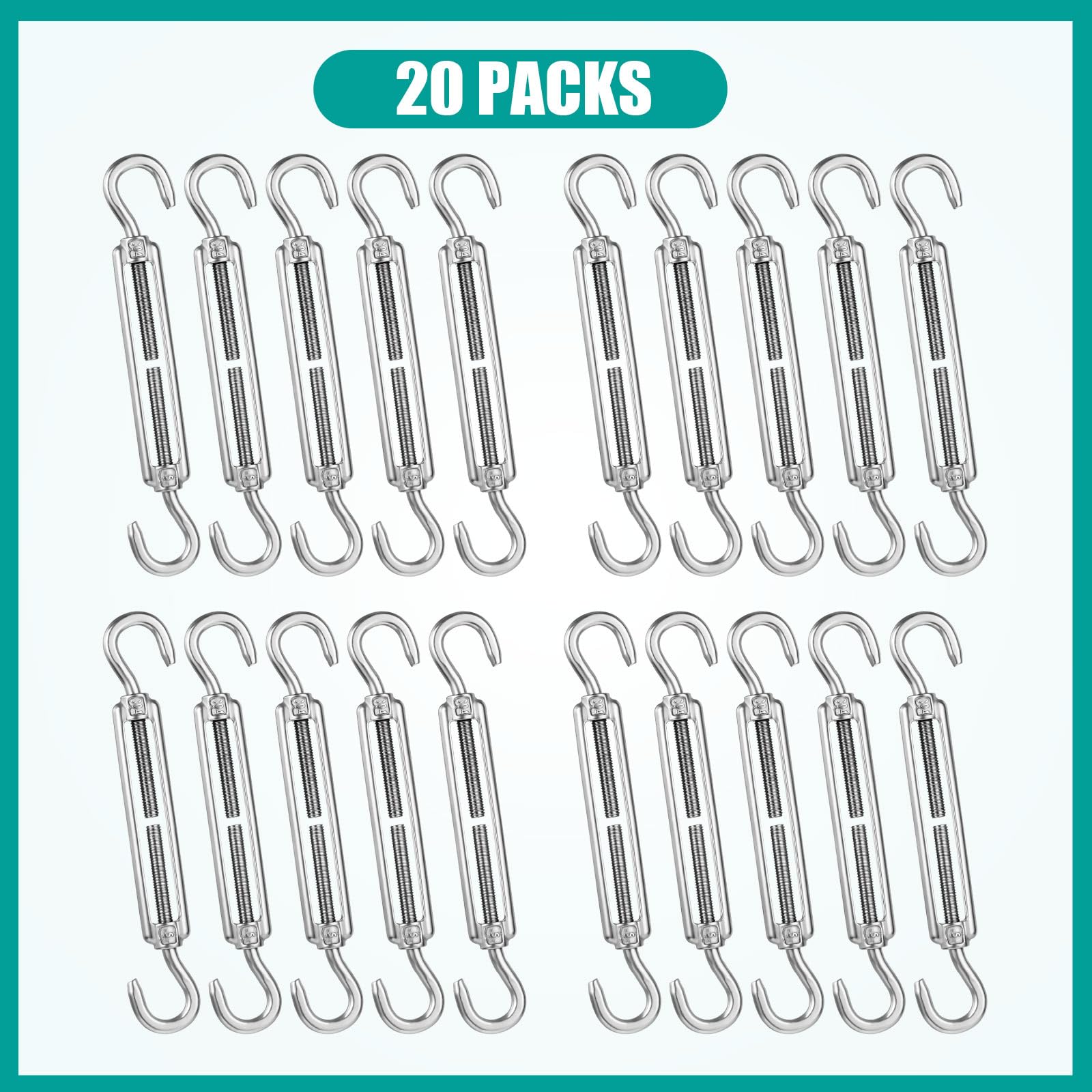 Therwen Tenditori M5 in acciaio inox 304, resistenti, per cavi e funi metalliche, fai da te, per appendere foto da giardino, recinzioni, cancelli, tende, corde