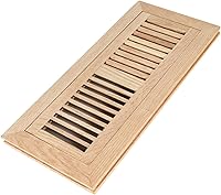 Vista 12 de Registro de piso de madera de roble rojo, montaje empotrado con marco, 4 x 10 pulgadas con amortiguador, sin terminar