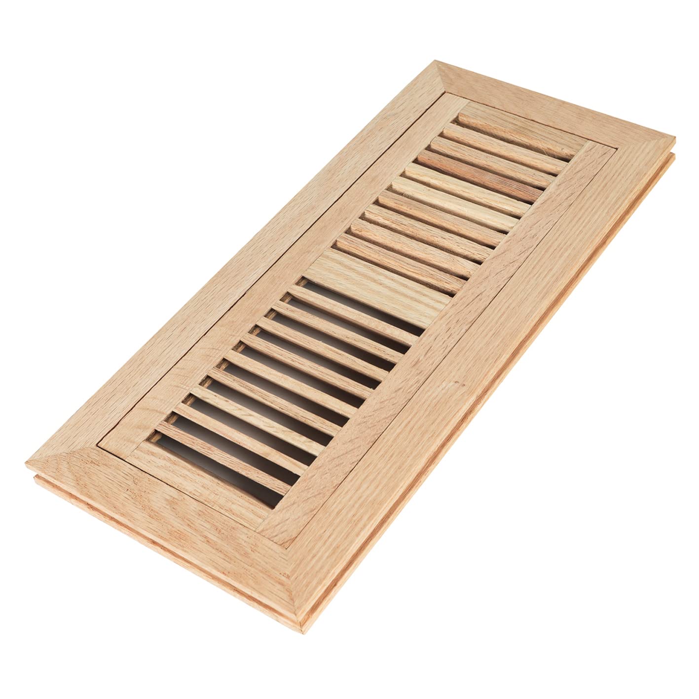 Wood Vents Decoration White Oak Hardwood Floor Register, Flush Mount With Frame, 4X12 Inch, Unfinished
