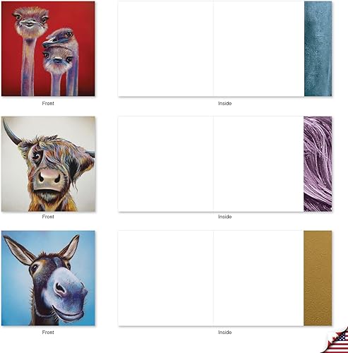Miniatura 3 de The Best Card Company - 10 adorables tarjetas de notas en blanco (4 x 5.12 pulgadas) - Tarjetas de vida silvestre y animales, juego surtido para